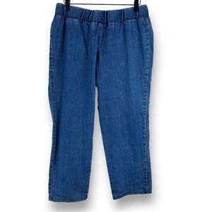MU Denim Women's XL Elastic Waist Pull On Capri Jeans Blue Casual Comfy Cropped‎